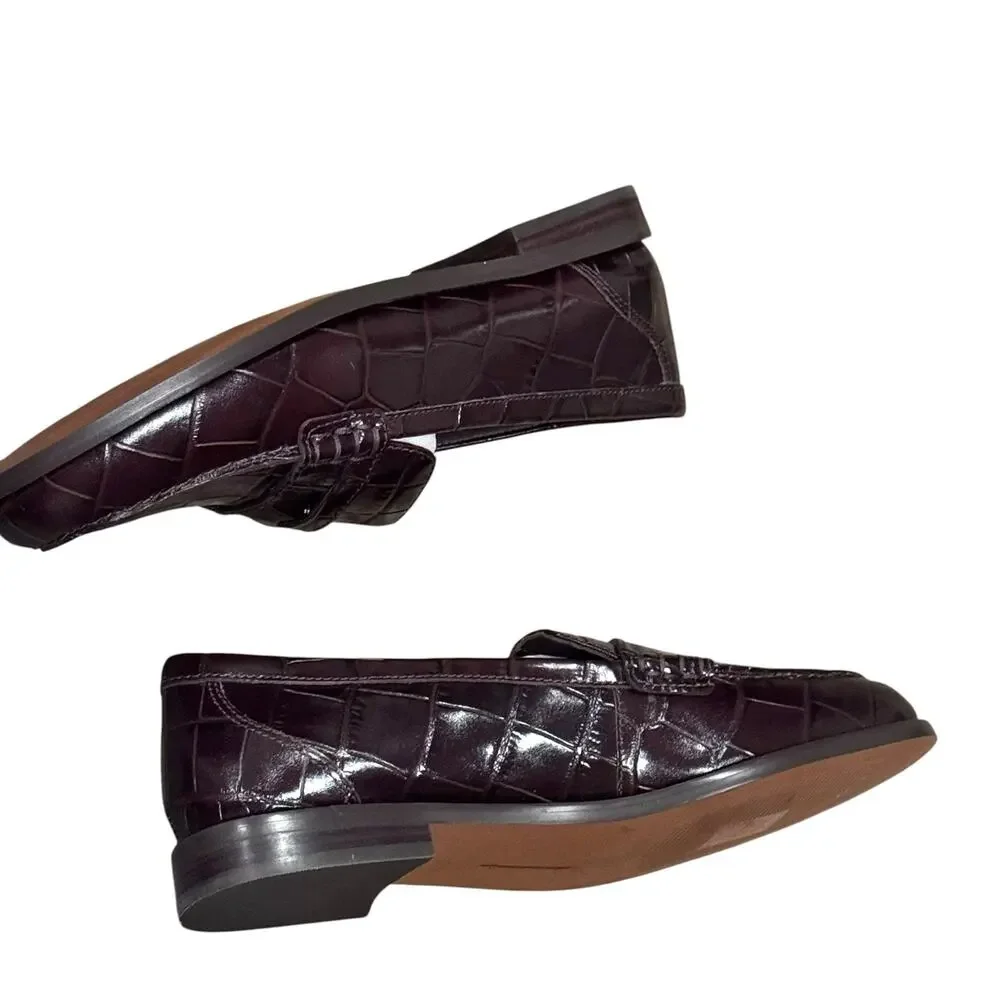 Madewell The Grayson Penny Loafer Croc-Stamped Chocolate Raisin Size 8.5 NWOT